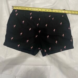 Jones New York Black Shorts with Pink Flamingo Pattern New No tag size 6